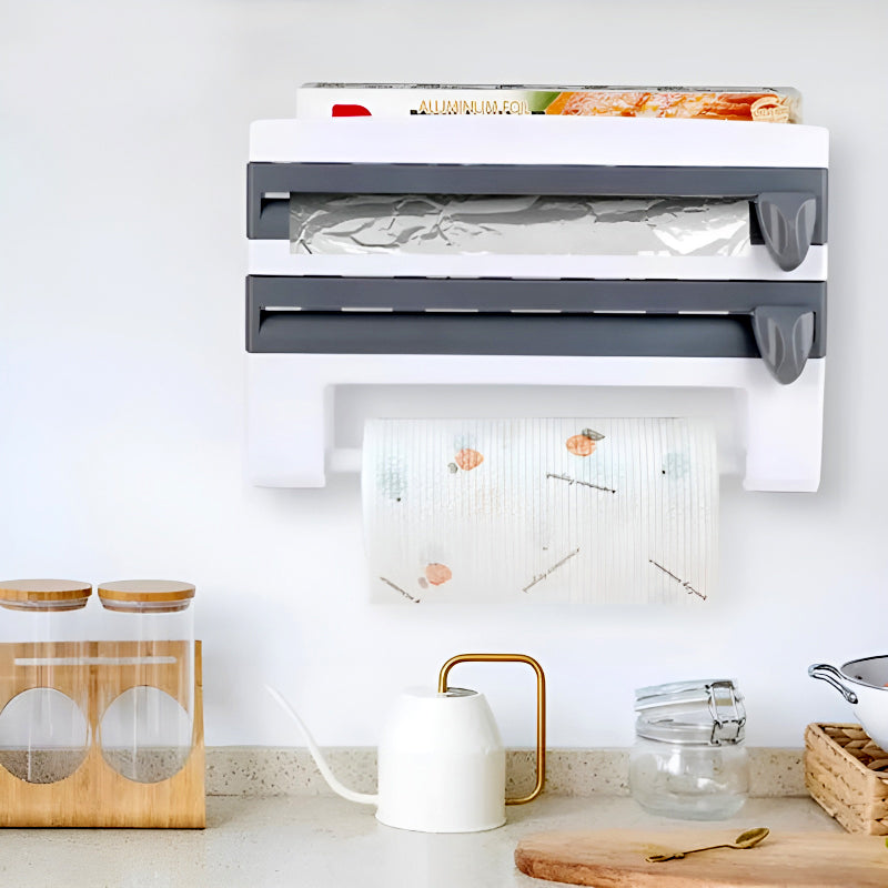 Mounted Kitchen Organizer Shelf with Foil Dispenser