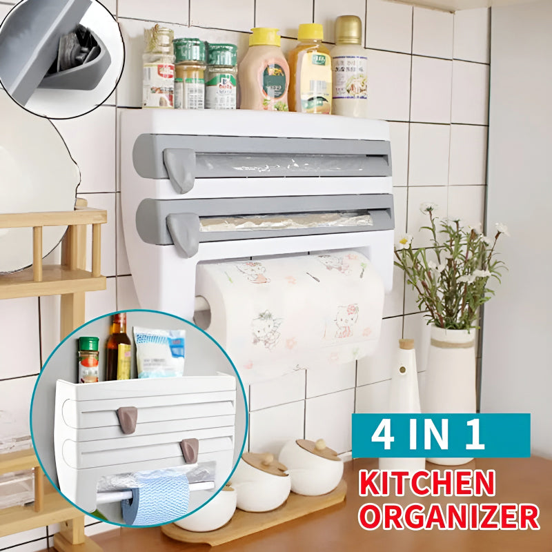 Mounted Kitchen Organizer Shelf with Foil Dispenser