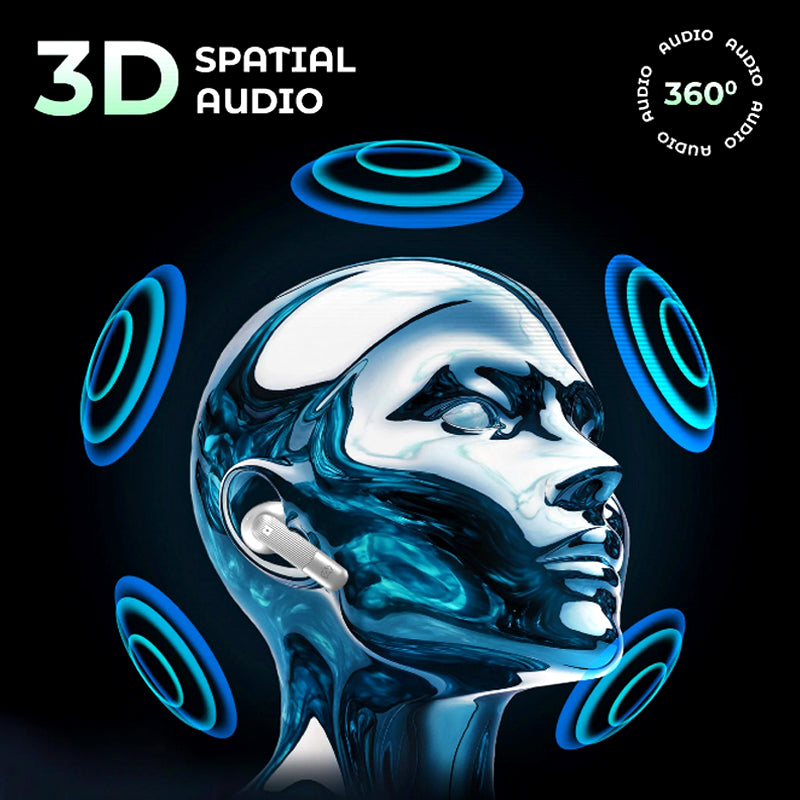 3D Spatial Audio, IPX5 Water Resistant and BT 5.4 TWS Earphones