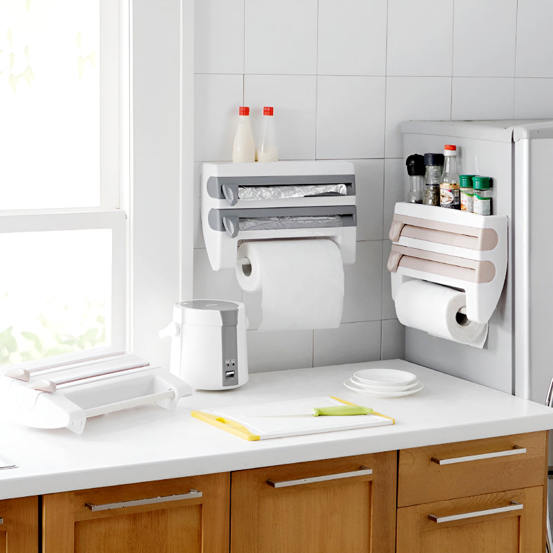 Mounted Kitchen Organizer Shelf with Foil Dispenser