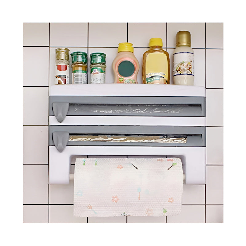 Mounted Kitchen Organizer Shelf with Foil Dispenser