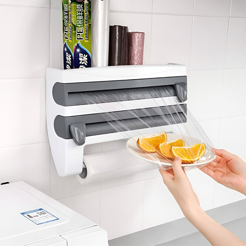 Mounted Kitchen Organizer Shelf with Foil Dispenser