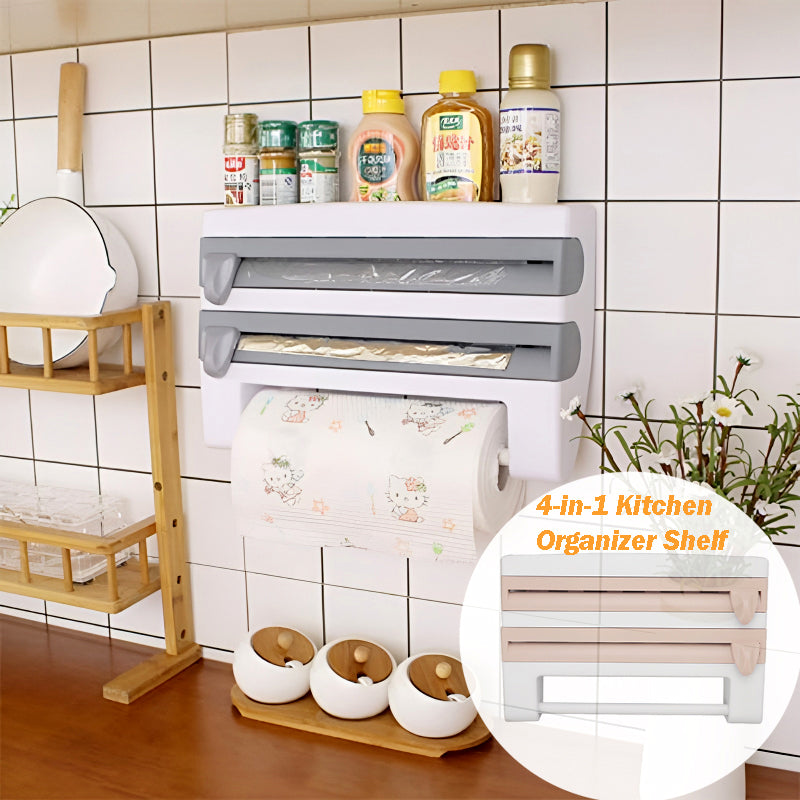 Mounted Kitchen Organizer Shelf with Foil Dispenser