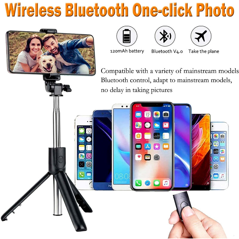Selfie Stick Tripod with LED Fill Light and Detachable Remote,