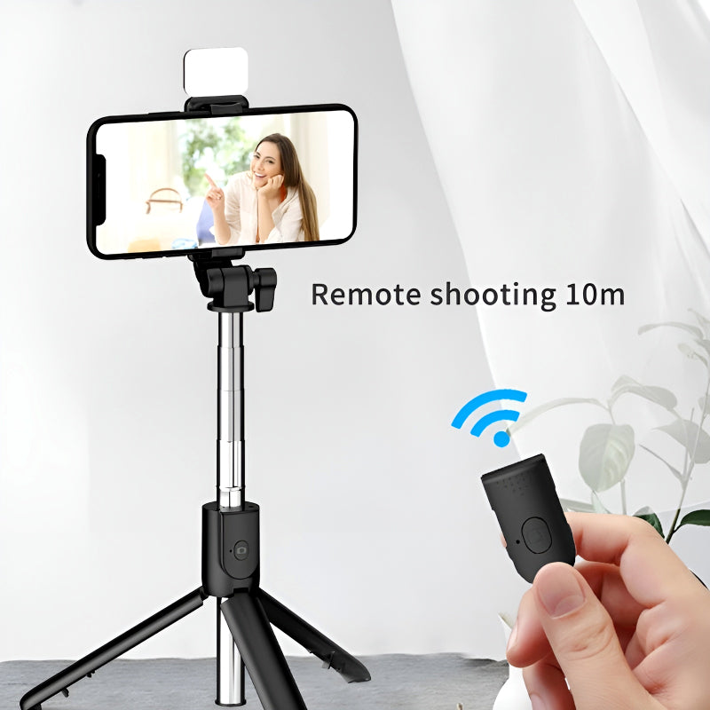 Selfie Stick Tripod with LED Fill Light and Detachable Remote,