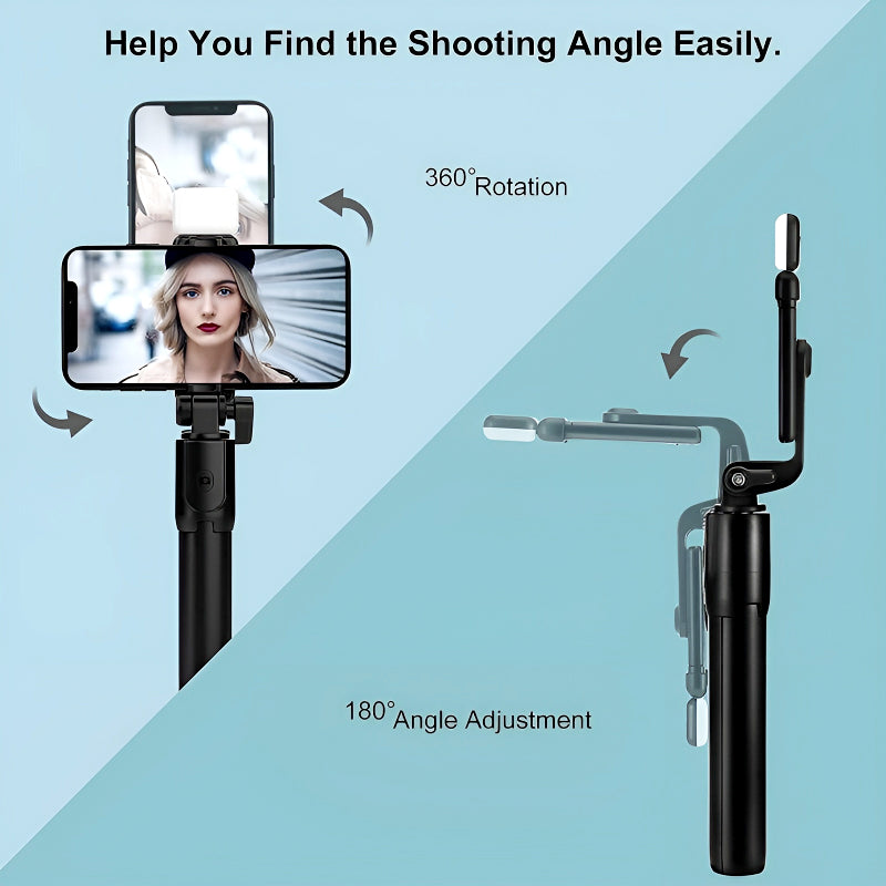 Selfie Stick Tripod with LED Fill Light and Detachable Remote,
