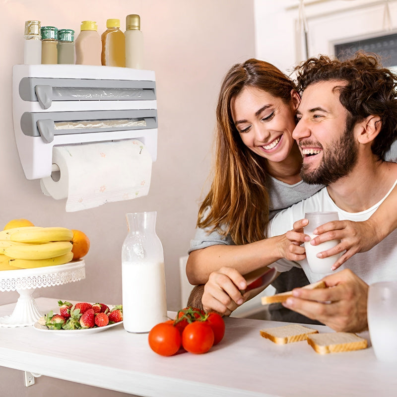 Mounted Kitchen Organizer Shelf with Foil Dispenser