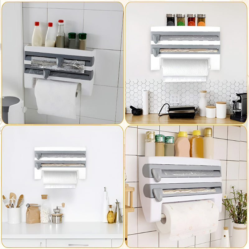 Mounted Kitchen Organizer Shelf with Foil Dispenser