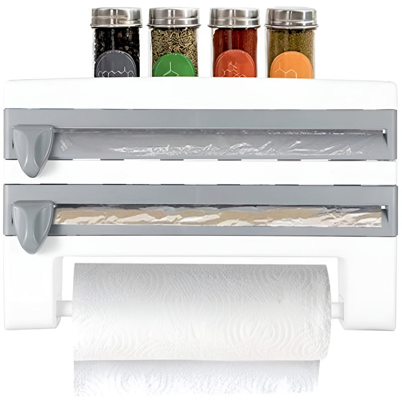 Mounted Kitchen Organizer Shelf with Foil Dispenser