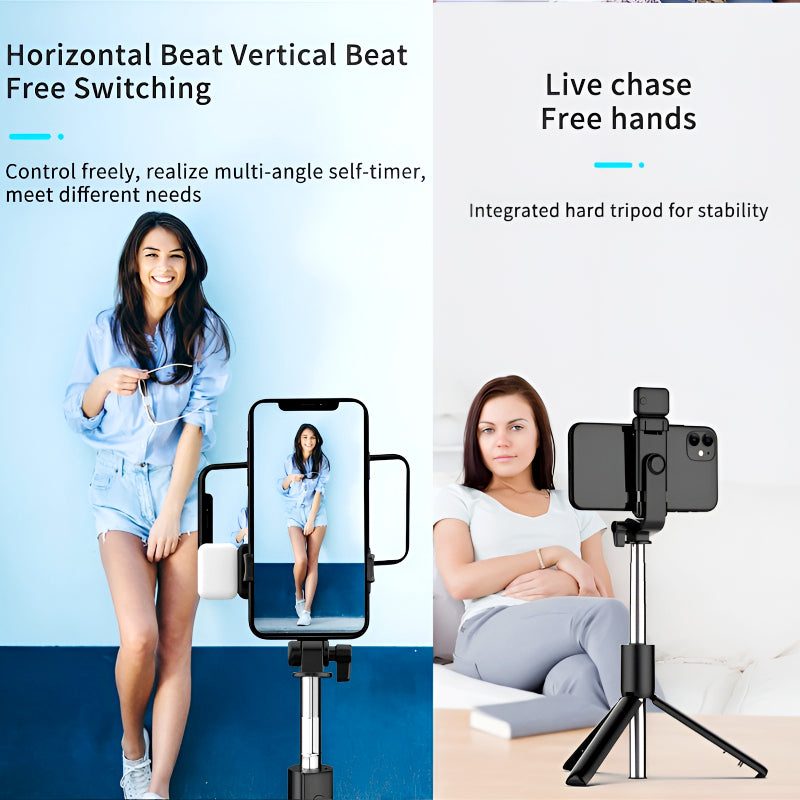 Selfie Stick Tripod with LED Fill Light and Detachable Remote,